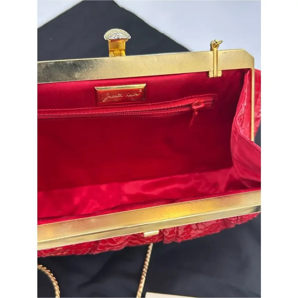 Women's Judith Leiber Red snakeskin evening Bag made in Italy. PRISTINE